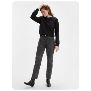 !! Levi’s 501 Original Cropped Studded Black Jeans sz W26 L26